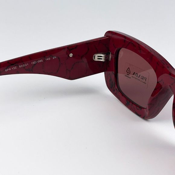 Prada PR13ZS 15D08S Sunglasses Etruscan Marble Red Dark Violet Cat Eye Women - Picture 14 of 15